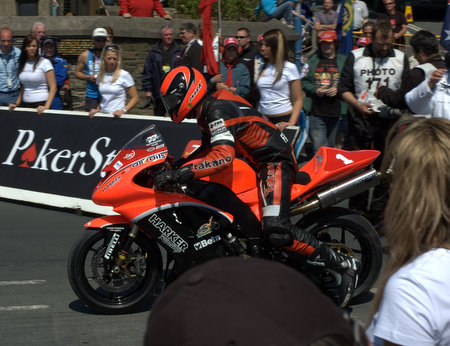 Ryan Farquhar starts the Superstock race at the Centenary TT